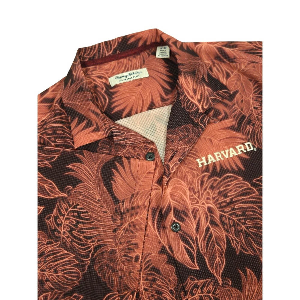 Tommy Bahama Harvard University IslandZone Shirt Mens Medium Burgundy Tropical
